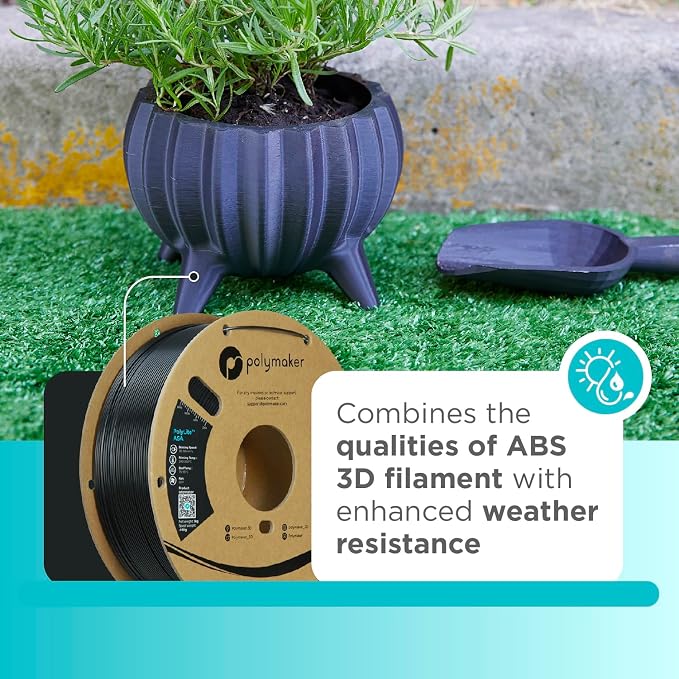 Polymaker ASA Filament 1.75mm Black*2, 2kg ASA 3D Printing Filament, Heat & Weather Resistant - ASA 3D Printer Filament Perfect for Printing Outdoor Functional Parts