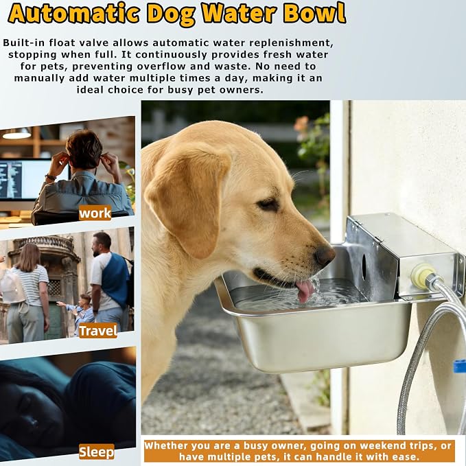 Automatic Dog Water Dispenser Outdoor Self Filling Water Bowl,Flip Cover & Wall-Mounted Design,Suitable for Cats,Dogs,Chickens Ducks Other Poultry,Suitable for Indoor & Outdoor Use