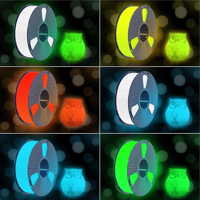 SUNLU PETG Glow in The Dark Filament, Luminous 3D Printer Filament 1.75mm, High Brightness and Long Time PETG Glows Filament, Dimensional Accuracy +/- 0.02mm, 1kg Spool. (White, Glow Blue)