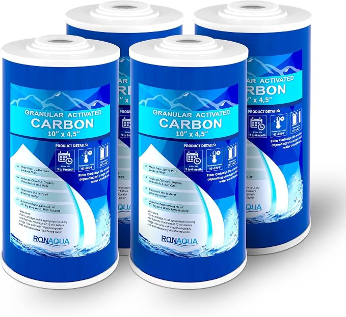 10" x 4.5" Big Granular Activated Carbon Filter Cartridge WELL-MATCHED with CBC Series, WFHDC8001, EP and EPM Series (Pack of 4)