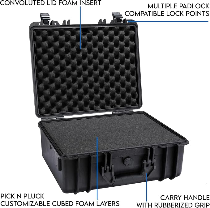 DCB Cases - Element 4795F Waterproof Hard Case with Foam Insert - IP67 Dustproof | Impact-Resistant | 19 x 16 x 9 Ext Dim | Pressure Valve | Lockable Protective Equipment Case with Pick & Pluck Foam