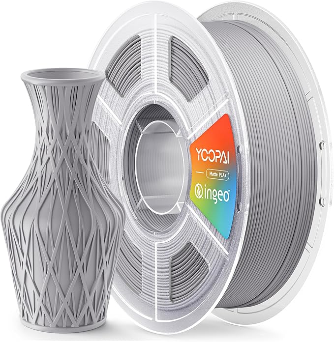 PLA+ Matte Filament 1.75mm, Soft Matte Finish, Reduced Layer Lines, 1KG (2.2lbs) 3D Printer PLA Filament, Dimensional Accuracy +/- 0.02 mm, Nardo Gray