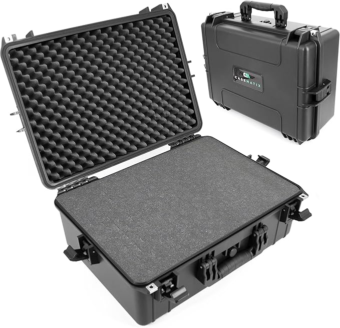 CASEMATIX 23" Waterproof Hard Case with Customizable Foam for Electronics, Tools and Accessories - Hard Shell Plastic Case with Pre-Diced Travel Case Foam Interior