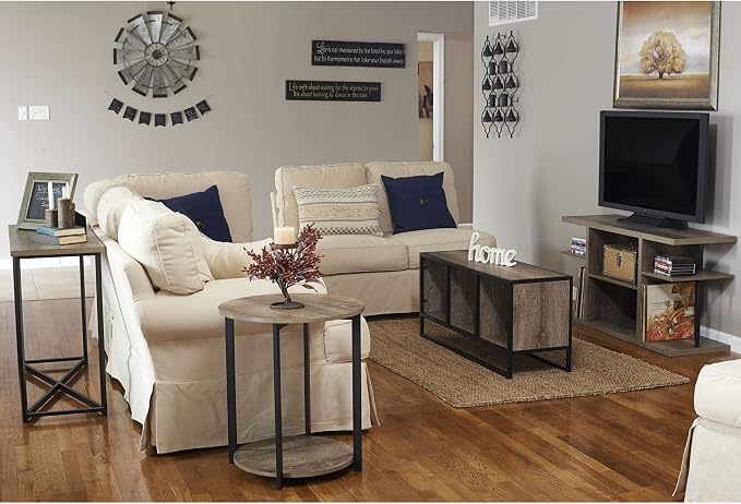 Household Essentials Wooden Side End Table with Storage Shelf | Ashwood