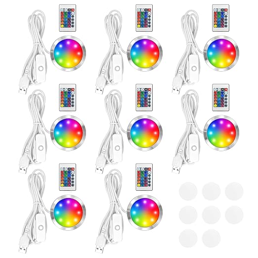8PCS RGB 16 Color Led Lamp Kit 001 Compatible with Bambu, Makerworld, Anycubic, Makeronline Model Light, 3D Printer Led Lamp 5V USB Powered