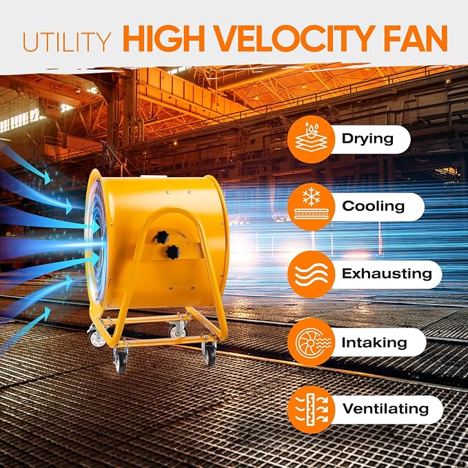 iLiving Utility High Velocity Blower, Fume Extractor, Portable Exhaust and Ventilator Fan (Utility 24")
