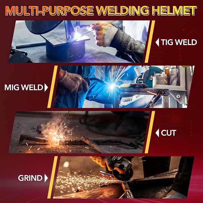 TRQWH Auto Darkening Welding Helmet Large Viewing True Color Solar Powered Welding Hood & Welding Backpack for Men Waterproof Reinforced Bottom Large Capacity