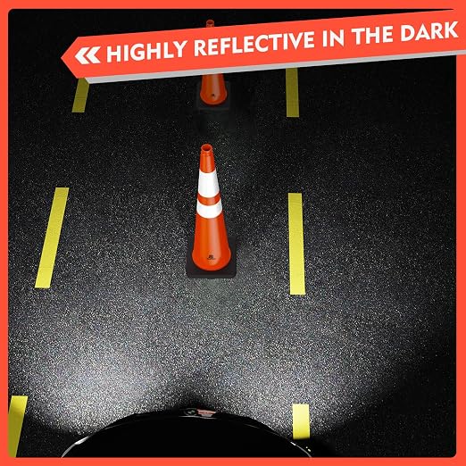 RoadHero 4 Pack Traffic Safety Cones 36 Inch with Black Weighted Base, Plastic PVC Cone, Orange Cones with Reflective Collar, Cones for Parking Lot, Construction Events, Road Safety
