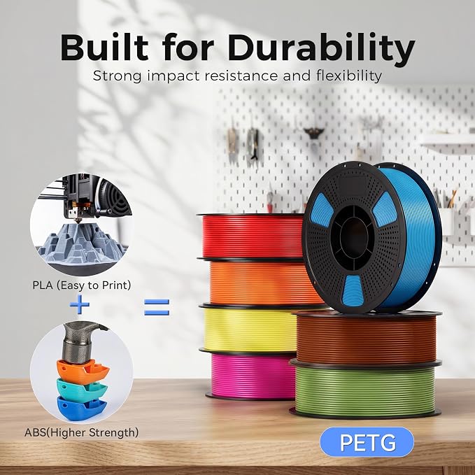 20 Color Bundle PETG 3D Printer Filament, Multicolor Strong PETG Filament 1.75mm, Individually Vacuum Packed, 0.2kg per Spool, 20 Pack, Total 4kg