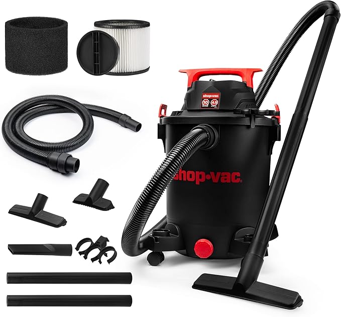 Shop-Vac 5430115 Wet/Dry Vacuum, 10 Gallon, 4.5 Peak HP, 1-7/8 Inch Diameter x 7 Foot Hose, 15 Foot Cord, Ideal for Jobsite, Garage, Workshop & Home