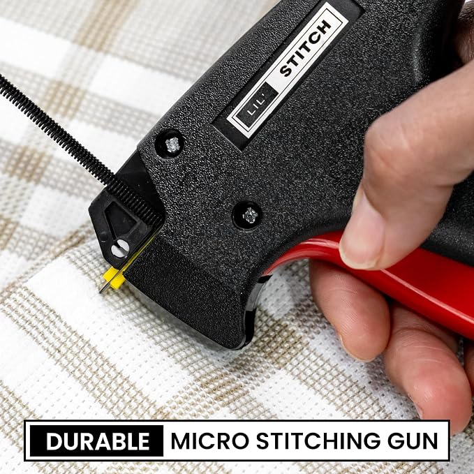 Perco Micro Stitching Gun Kit – Heavy-Duty Tagging Tool for Professional Use – Commercial-Grade Handheld Fastener Gun for Fabric Repairs & Craft Projects – Includes 1000 Black & 1000 White Fasteners