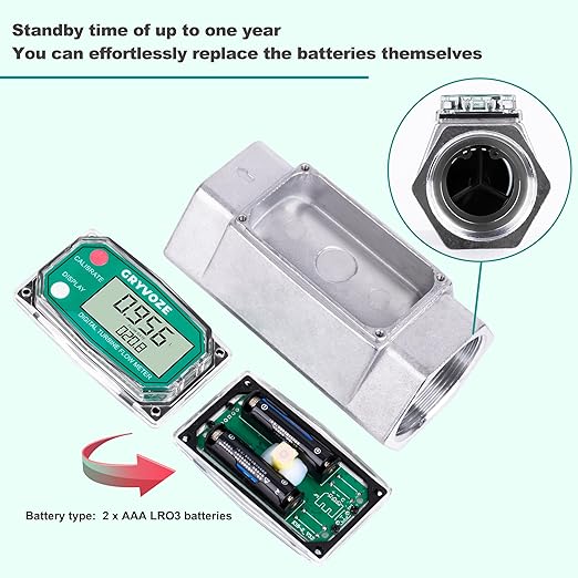 2PCS 2 Inch Digital Turbine Flow Meter, 15.8-132 GPM Inline NPT Thread Fuel Flowmeter with LCD Display for Water, Diesel, Gas Oil, Gasoline and Other Liquids - Supports Gallon, QTS, PTS, L, m³