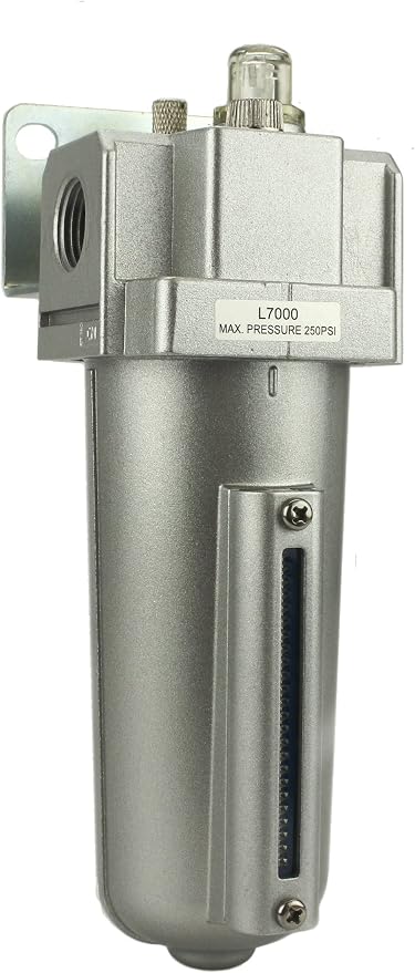 Industrial Grade Lubricator Oiler for Compressed AIR LUBRICATE Pneumatic AIR Tools, Metal Bowl with Visible Sight Glass, 225 PSI MAX (1/2" NPT, 5oz)
