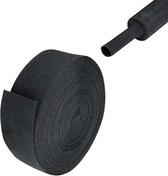 2 to 1 Heat Shrink Abrasion Resistant Woven Tubing 1" ID-216inch | Braided Sleeving Shrinkable Fabric Shrink Tubing Loom Protector for Auto Amp Cable Sheath/Wire Harness Wrap