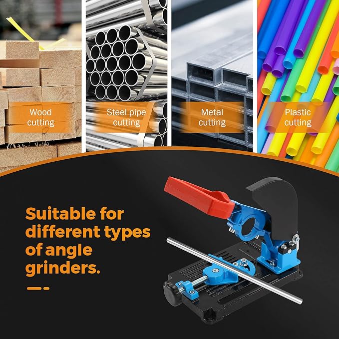 BEAMNOVA Angle Grinder Stand, 45° Adjustable Cutting Tool Holder, Aluminum Fixed Stand for Metal/Wood Cutting, Safety Shield & Spring Loaded for DIYers & Contractors