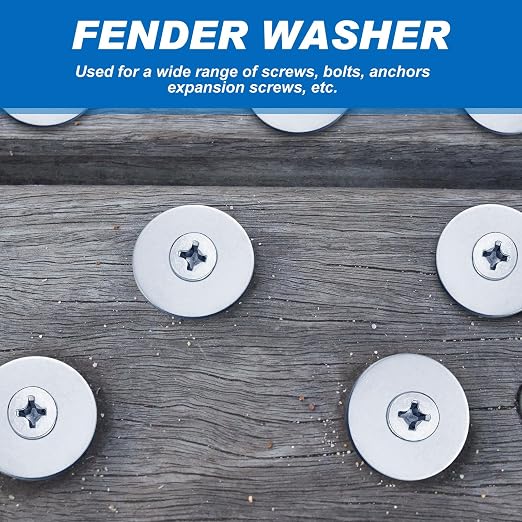 Hotop 200 Pieces Stainless Steel Fender Washers 18-8 Stainless Steel Flat Washer (1/4" X 1")