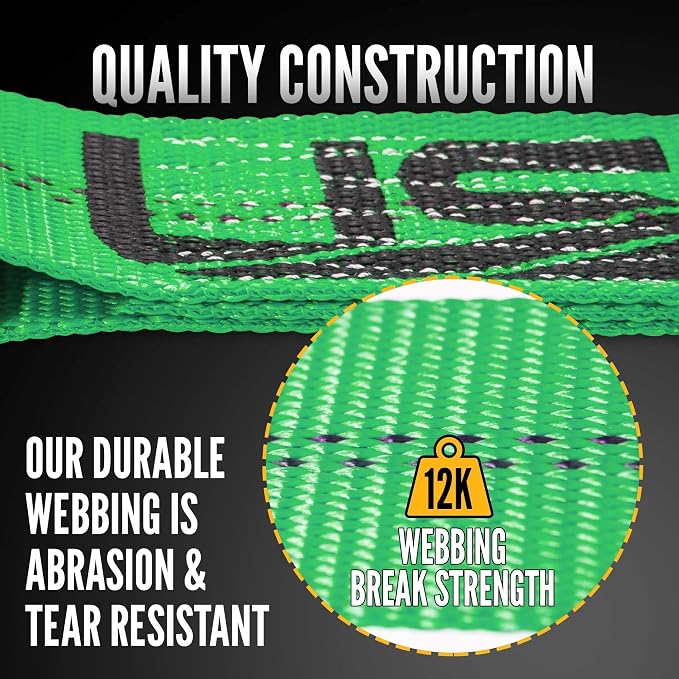 US Cargo Control J Hook Ratchet Straps 2 Inch x 18 Foot (4-Pack), 10,000 LBS Break Strength, 2 Inch Ratchet Straps with Double J-Hooks, Heavy Duty Green Tie Downs for Trucks, Trailers, Securing Cargo