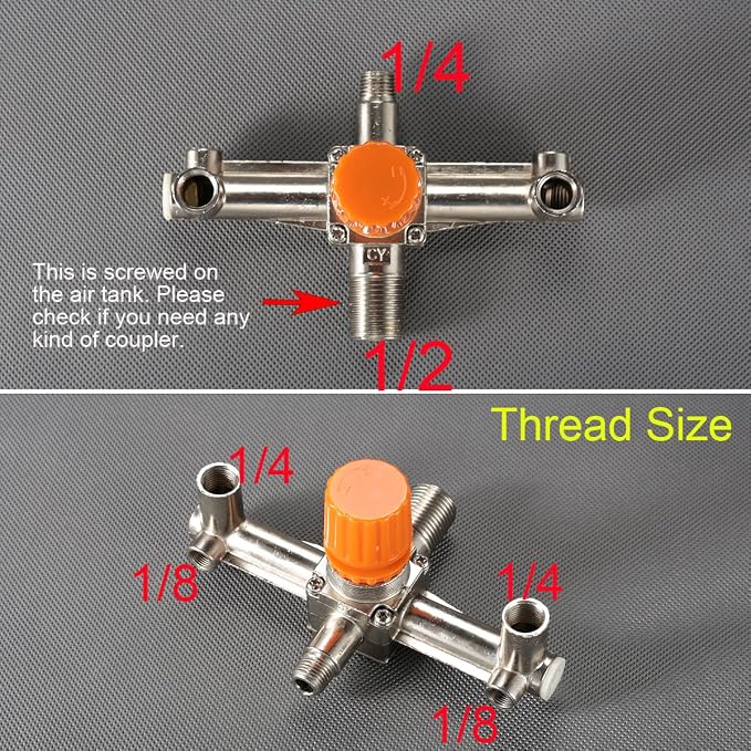 Secbolt Pressure Switch Manifold Regulator Gauges Air Compressor Pressure Switch Control Valve 90-120PSI (Vertical Switch)