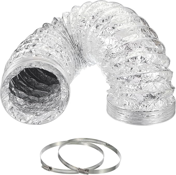 PATIKIL 8 Feet Dryer Vent Hose, 6 Inch Diameter Flexible Aluminum Ducting Flex Air Ducting Dryer Vent 2 Clamps Included for Heating Ventilation Air Conditioning, Silver