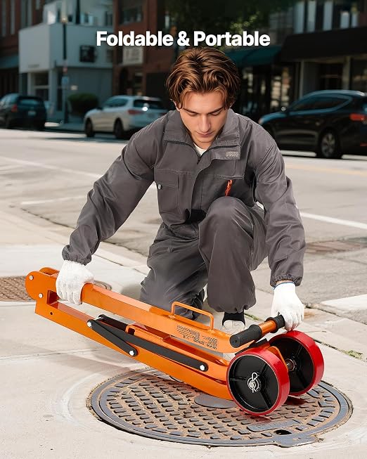VEVOR Magnetic Lid Lifter Dolly, 1320 lbs Pulling Capacity, Steel Dolly with Heavy Duty Magnet Lift and 2 Wheels, Adjustable Handle, N42 Neodymium, Foldable and Portable, for Lifting Manhole Covers