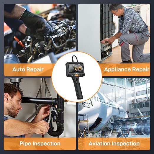 Bi-Directional Articulating Borescope, 5-Inch Serpentine Camera with Illuminated Video Inspection Mirror for Automotive and Aerospace Mechanics, Men's Gadgets