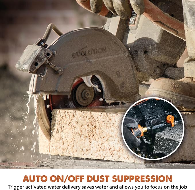Evolution R10DCT-Li Cordless 10" Concrete Saw | Includes 2x 5Ah Batteries, Dual-Port Charger & EVOMAX Diamond Blade | 4" Cut Depth | Auto Water Dust Suppression | 40V Brushless | Heavy-Duty Cutting