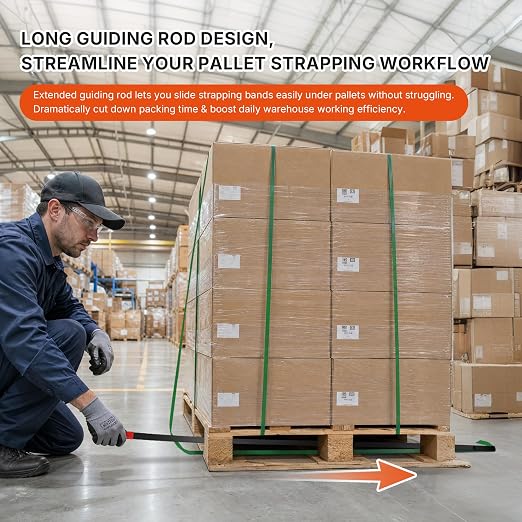 2PCS 54" Flexible Pallet Strap Feeder Stick for PE Guide Strapping | Professional Pallet Threading Tool for Factory Shipping, Warehouse Distribution Pallet Strapping