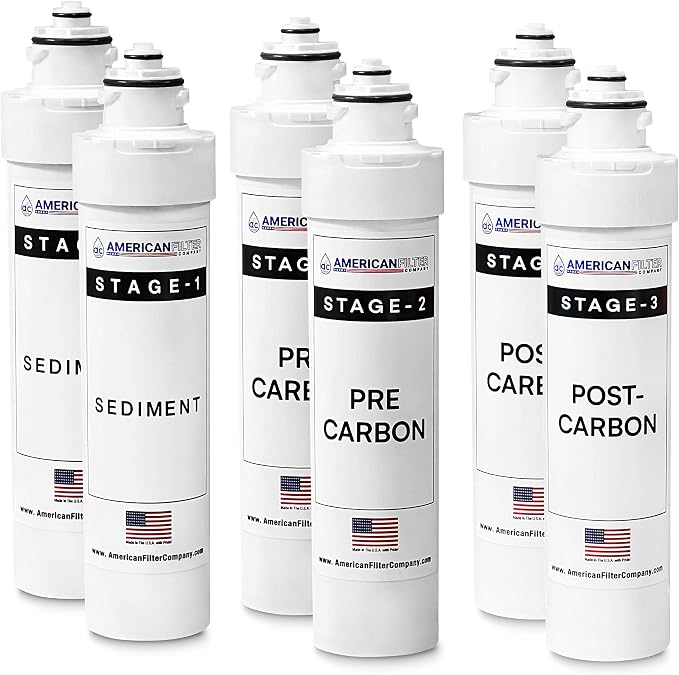 American Filter Company® Model # AFC-B3-CMBPK 4-Stage Water Filters, Compatible with Brio NFMPP5M, NFMGAC, NFMUF, NFMCTO5MS3, NFMCTO5MS2 and Moderna UV Water Cooler - 6Pk