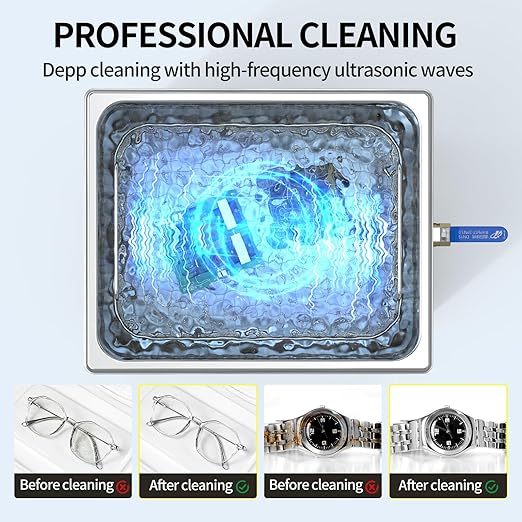 Granbo Ultrasonic Cleaner 10L 240W Jewelry Cleaner Ultrasonic Machine 40kHz with Heater Timer and Degassing,110V Digital Ultrasonic Jewelry Cleaner for Jewelry Glass Eyeglass Dental Parts Cleaning