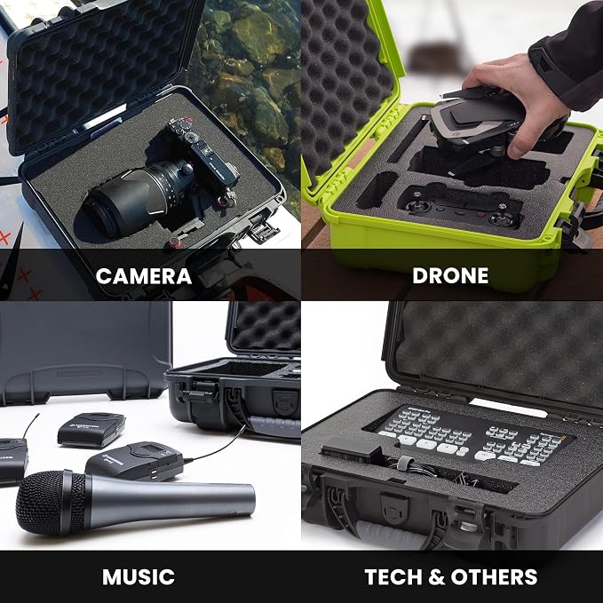 NANUK 910 Hard Case with Customizable Cubed Foam, IP67 Waterproof, Dustproof and Impact Resistant, 14.3” x 11.1” x 4.7”, Rugged Construction for Ultimate Protection, Made in Canada – Graphite