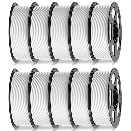 ANYCUBIC High Speed 3D Printer Filament 1.75mm Bundle, Rapid PLA Filament with High Prints Quality, Dimensional Accuracy +/- 0.02mm, 1KG Reusable Spool, 10 Pack Bright White