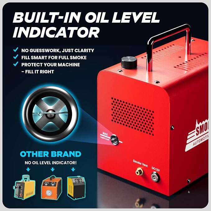 AutoLine Pro *2025 New Model* Automotive High Volume Smoke Machine - EVAP Leak Detector with Built-in Air Compressor - Model 701 – EVAP Vacuum Exhaust Smoke Detector Tools Kit - Red