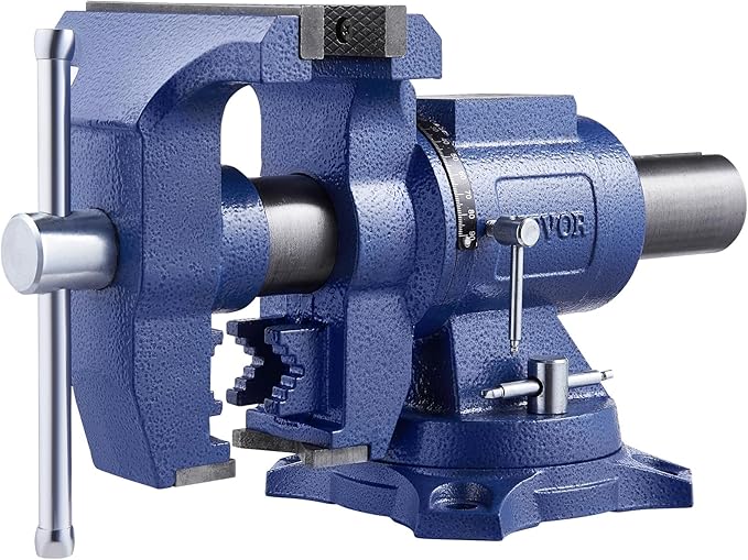 VEVOR Heavy Duty Bench Vise, 6.5 Inch Jaw Width, 5 Inch Max Opening, Multi-Purpose Ductile Iron, Anvil, 360° Swivel Base, 5620 Lbs Clamp Force