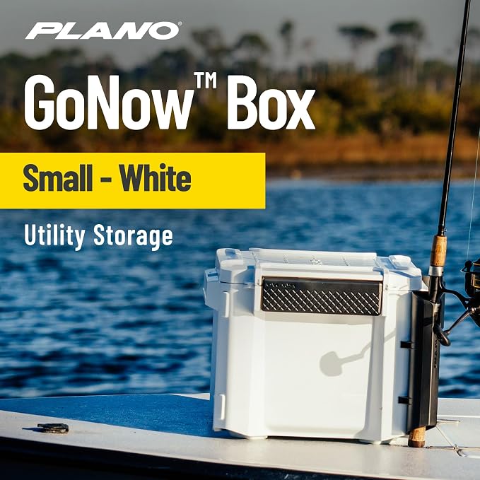Plano GoNow Box, Waterproof Gear Storage, Heavy-Duty Outdoor Utility Container with Tray and Dividers for Tools and Accessories, Small, White