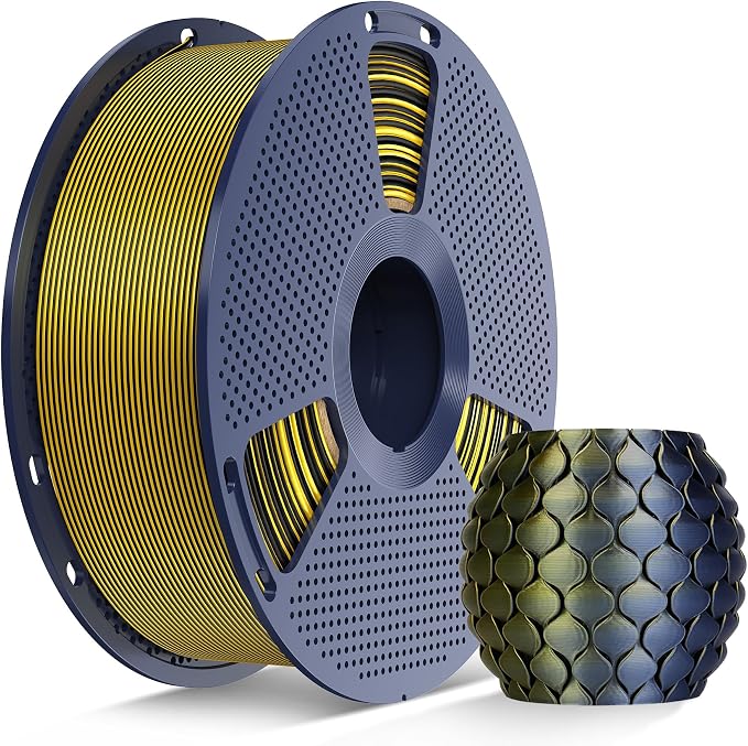 SUNLU Silk Dual Color PLA Filament, Silk PLA 3D Printer Filament 1.75mm, Neatly Wound Shiny Silk 3D Printer Filament, Dimensional Accuracy +/-0.02mm, 1KG Spool (2.2lbs), Silk Dual Color (Black Gold)