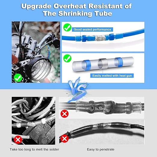 Kuject Heat Shrink Solder Seal Wire Connectors Kit 1200PCS, Waterproof Butt Connector Heat Shrink Electrical Terminals, Insulated Solderless Wiring Splice Connectors for Marine Automotive Boat Truck