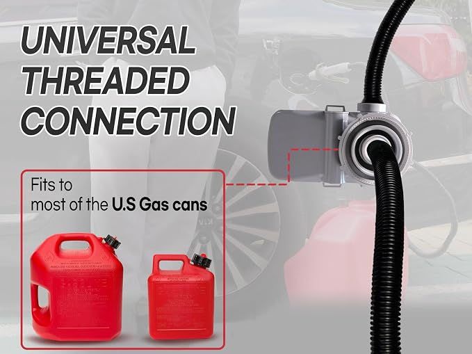 [LITE DELIGHT] Portable Transfer Pump for Fuel, Water & More, 2.4 GPM, AA Battery Included, Squeeze Trigger Handle for Flow Control & Stop, Universal Gas Can Adapter, 51” Hose, PLUS a Manual Siphon