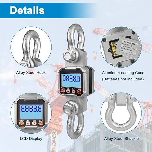 Hyindoor 10000kg 22000lb Crane Scale, 10T Digital Crane Scale with Remote Control, Industrial Heavy Duty Electronic Hanging Scale Hoist Scales