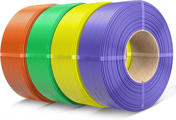 SUNLU Filament Refill 1.75mm,Sunny Orange+Yellow+Green+Lavender Purple | petg Refill 4kg,Suitable for Bambu Lab Filament and SUNLU Reusable spools,Dimensional Accuracy +/- 0.02 mm.
