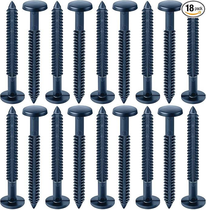 Blulu 18 Pcs 3 Inch Vinyl Shutter Fastener Window Panel Peg Lok Pin Pegs Screws Shutter Spikes Anchor (Classic Blue)