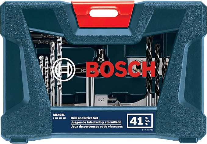 BOSCH CLPK22-120 12V Max Cordless 2-Tool 3/8 in. Drill/Driver and 1/4 in. Impact Driver Combo Kit with 2 Batteries, Charger and Case & Bosch MS4041 41-Piece Drill and Drive Bit Set