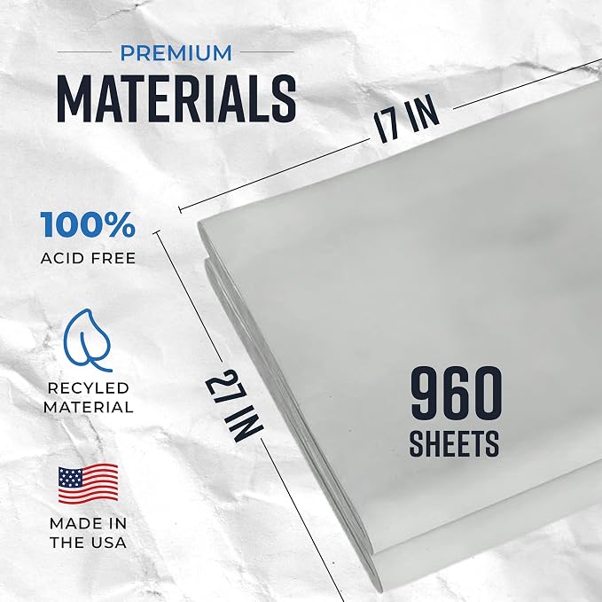 Packing Paper Sheets for Moving | 960 Sheets | 27" x 17" | 30 lb | Made in USA | Newsprint Paper | Must Have in Your Moving Supplies