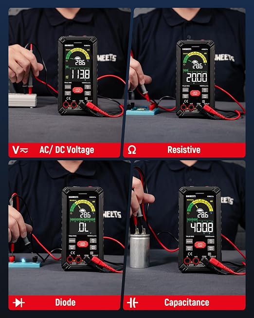 KAIWEETS Digital Multimeter 10000 Counts TRMS Auto Ranging, Rechargeable Smart Multimeter, Color LCD Screen Volt Meter, Measures Voltage, Current, Resistance, Continuity, Capacitance, Frequency