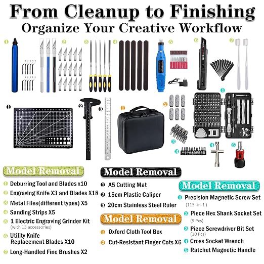268 Pcs 3D Printer Tool Kit With Tool Bag for 3D Printer Modeler Integrates Basic Model Tools Print Nozzle Cleaning Kit Process Model Needs (Finishing Trimming Removal)