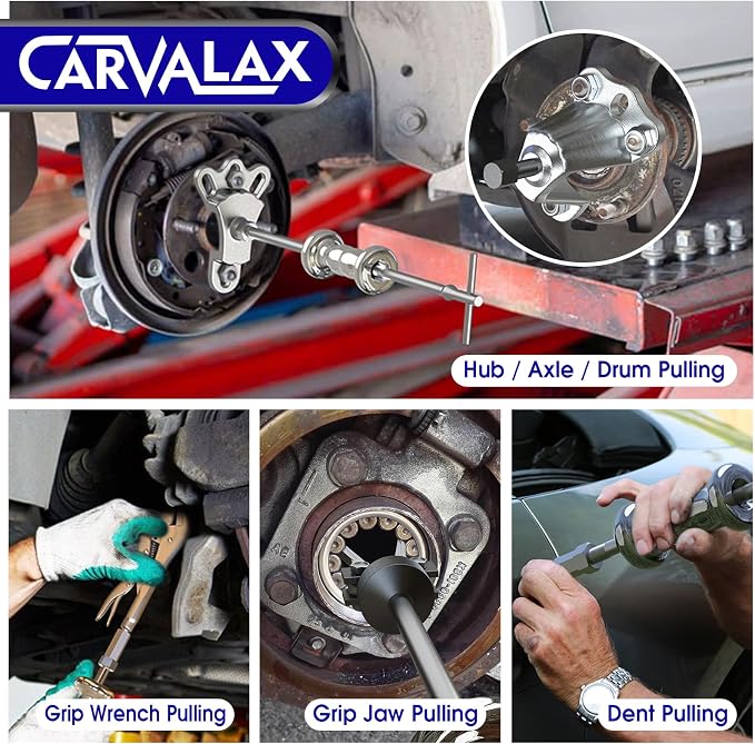CARVALAX 9-Way Slide Hammer Puller Set | Auto Repair Kit for Hub, Bearing, Gear & Axle Extractor, Dent Removal, Heavy Duty 20-Piece w/Case