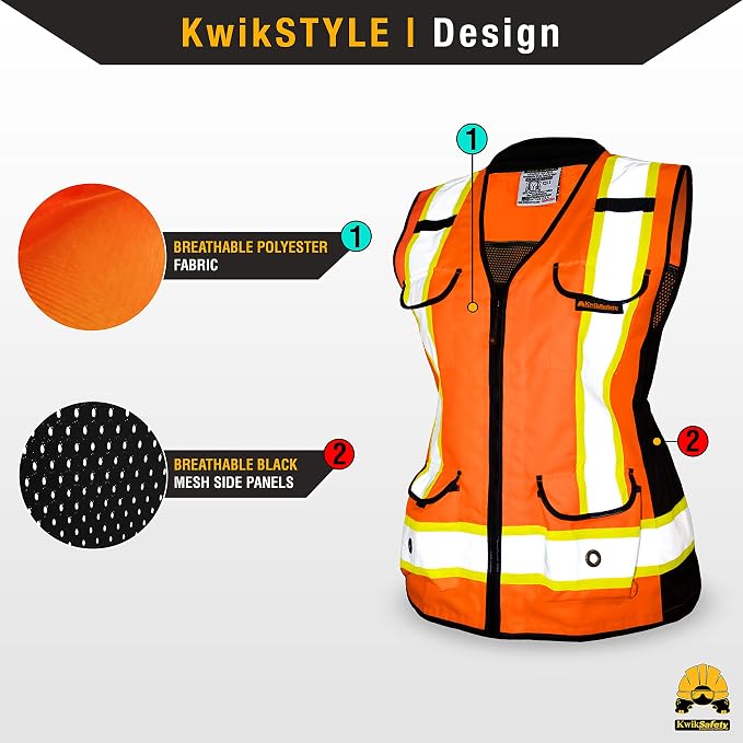 KwikSafety - Charlotte, NC - GODMOTHER (LOOSE FIT) Class 2 & Class 3 Safety Vest for Women [TABLET POCKET] ANSI OSHA