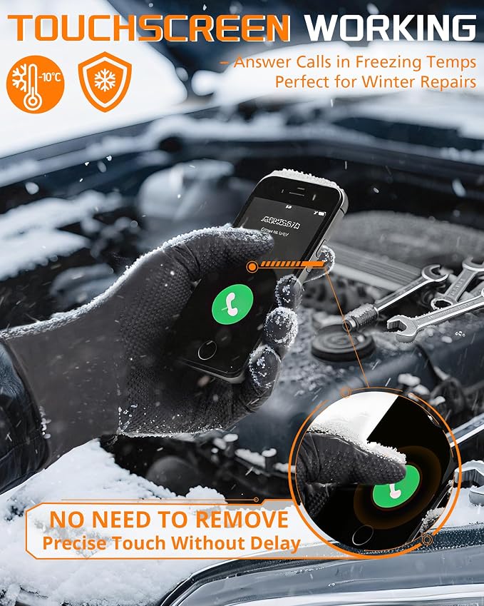 wcy ANBOSON 9 Mil Heavy Duty Nitrile Gloves, Raised Diamond Texture Grip, Latex Free Disposable Industrial Mechanic Work Gloves, Chemical & Puncture Resistant,Black,30 Count