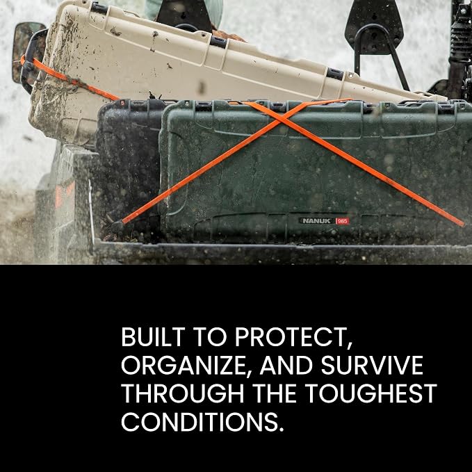 NANUK 910 Hard Case with Customizable Cubed Foam, IP67 Waterproof & Crushproof, Rugged Construction for Ultimate Protection, Made in North America – Tan (14.3” x 11.1” x 4.7”)