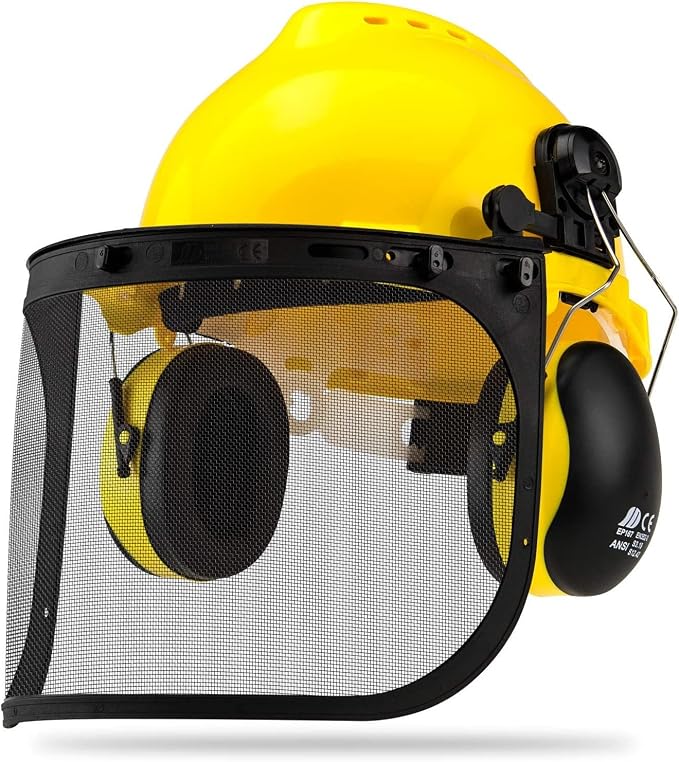 NEIKO 53880A Forestry Helmet for Safety with Shield and Earmuffs, Chainsaw Helmet with Face Shield, Hard Hat Safety Gear Equipment, Protective Face Shield and Mesh Shield for Face Protection