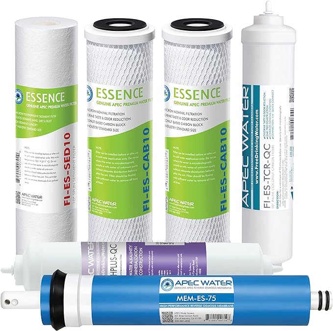 APEC Water Systems Filter-MAX-ESPH 75 GPD Complete Replacement Filter Set for Essence Series Alkaline Reverse Osmosis Water Filter System